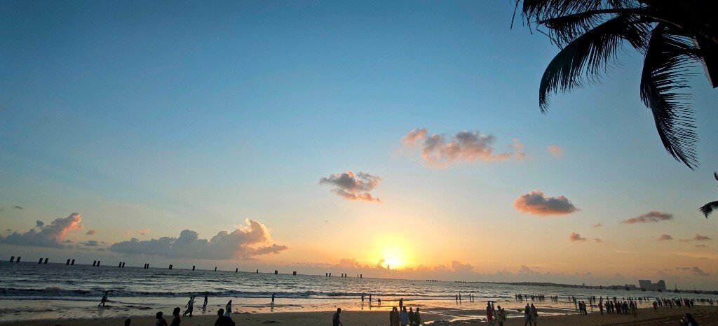 The sea, the skyline, and the garbage at Juhu