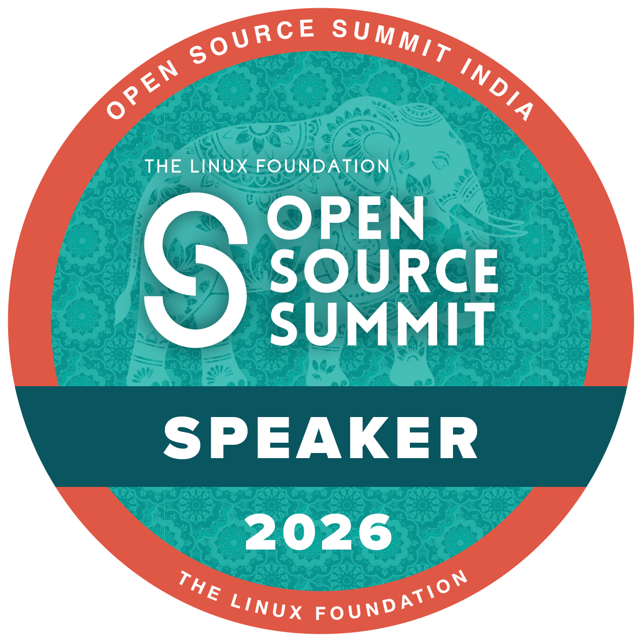 Open Source Summit India 2026 speaker badge from The Linux Foundation